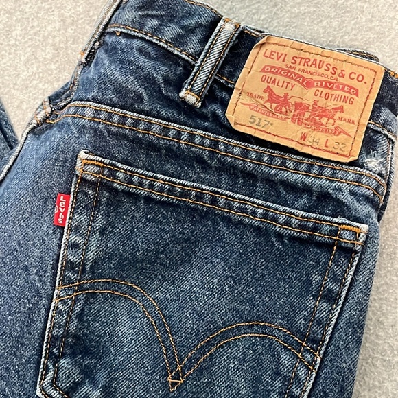 Levis 517 Mens Jeans Size 34 Cowboy Bootcut Retro Biker - Picture 8 of 9